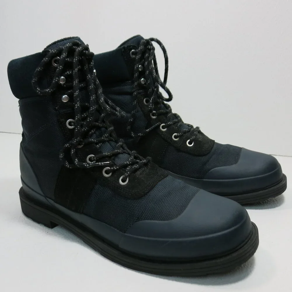 Hunter Blue Canvas Leather Designer Boots Shoes Men's Hiking Dress Footwear UK 8